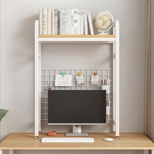 Hltdzer Schreibtisch-Bücherregal Computertisch Bücherregal Lagerregal Mehrzweck-Schreibtischaufsatz aus Metall Schreibtisch-Organizer für Wohnheime Regal für Zuhause(White Single Layer,55/21.7in) von Hltdzer