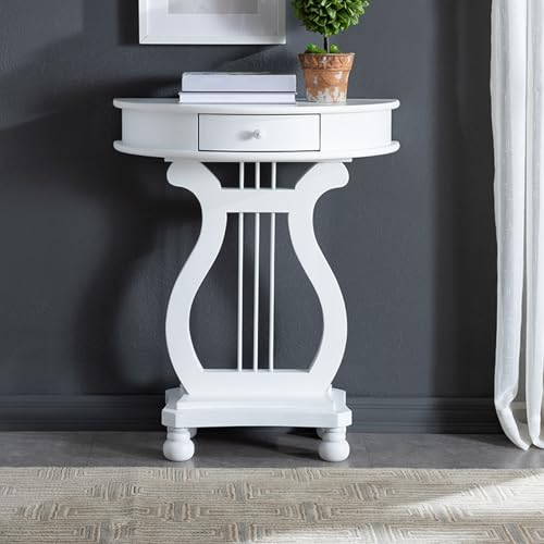 Kleiner Ausstellungstisch mit Schublade Eingangsbereich Deko Tisch Halbrunder Flurtisch Moderne Eingangstische Walnussholz-Konsolenschrank Moderner Flurtisch(White) von Hltdzer