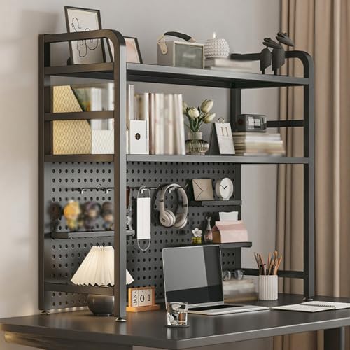 Mehrzweck Bücherregal Storage Rack Freestanding Schreibtisch Hutch for College Dorm Space-Saving Display Shelf for Computer Desktop Organizer Rack for Home Office Dorm(Black double layer,115/45.3in) von Hltdzer