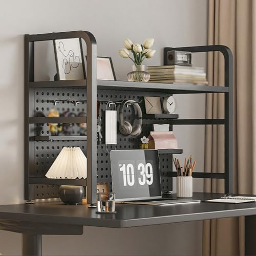 Mehrzweck Bücherregal Storage Rack Freestanding Schreibtisch Hutch for College Dorm Space-Saving Display Shelf for Computer Desktop Organizer Rack for Home Office Wohnraum(Black single layer,135 von Hltdzer