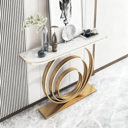 Metallene Rechteckige Kratzfestige Tisch mit Geometrischem Rahmen Industrieller Sofa Tisch Hinter Dem Sofa Veranda-Schrank Schmiedeeisenrahmen Akzent Eingangstisch(D,150*30*80CM/59.1*11.8*31.5IN) von Hltdzer