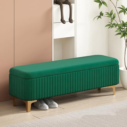 Modern Long Extra Upholstered Storage Bench With Gold Legs Large Storage Space Entryway Bench With Safety Hinge Metal Legs Storage Bench Foot Stool For Hallway,Entryway(E,80*40CM/31.5*15.7*15.7IN) von Hltdzer
