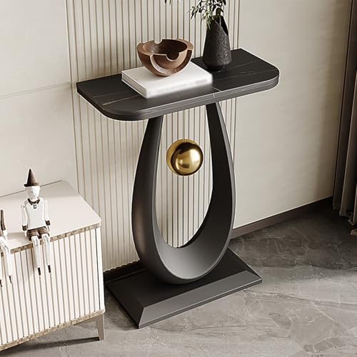Moderner Konsole Eingangs Akzent Sofa Tisch mit Tröpfchenförmiger Basis und Kugelpendel Schmaler und Langer Akzent Tisch für Eingangshalle Hinter Dem Sofa(D,80 * 30 * 75CM/31.5 * 11.8 * 29.5IN) von Hltdzer