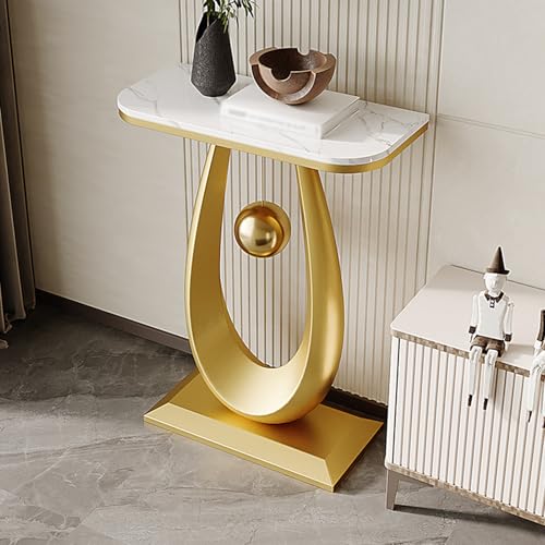 Moderner Konsole Eingangs Akzent Sofa Tisch mit Tröpfchenförmiger Basis und Kugelpendel Schmaler und Langer Akzent Tisch für Eingangshalle Hinter Dem Sofa(F,40 * 30 * 75CM/15.7 * 11.8 * 29.5IN) von Hltdzer