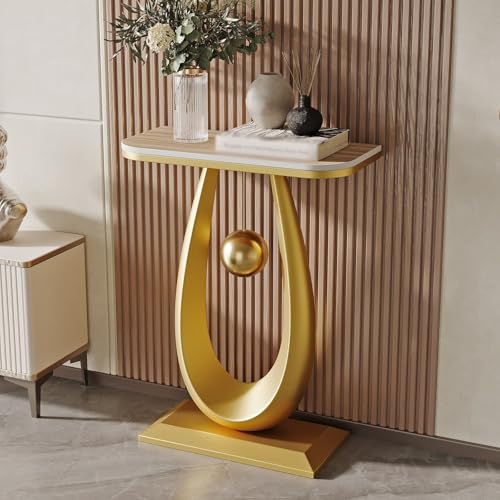 Moderner Konsole Eingangs Akzent Sofa Tisch mit Tröpfchenförmiger Basis und Kugelpendel Schmaler und Langer Akzent Tisch für Eingangshalle Hinter Dem Sofa(J,50 * 30 * 75CM/19.7 * 11.8 * 29.5IN) von Hltdzer