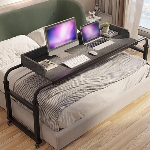 Steharbeitsplatz mit Rollen，Rollender Laptop-Schreibtisch,Höhenverstellbar/Breitenverstellbar,Betttisch Bett Tisch für Laptop Krankenhausbetttisch Mobiler Computertisch für Schlafzimmer ( Color : Gray von Hltdzer