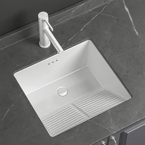 Waschbecken Badezimmer Eingebautes Keramikwaschbecken Outdoor Garten Mit Abtropffläche Und Abflussrohr Für Badezimmer, Waschküchen, Balkone(40.5 * 46.5 * 22CM/15.9 * 18.3 * 8.7IN) von Hltdzer