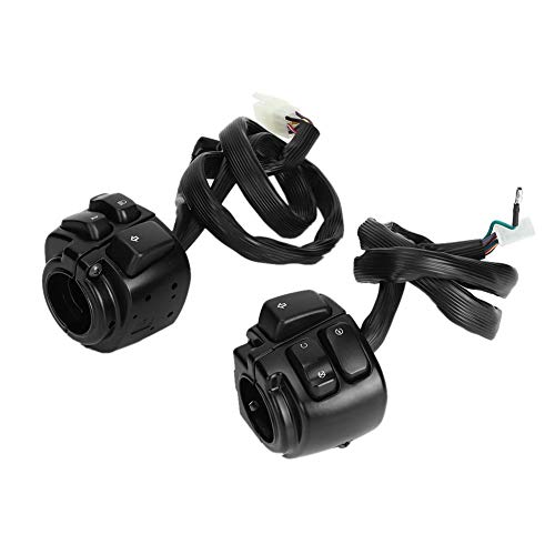 Hlyjoon Motorradschalter, 2 Stück, Schalter für Motorradlenker, 25 mm – Warnton/Abblendlicht/Blinker/Netzschalter mit Kabelbaum [#1] von Hlyjoon