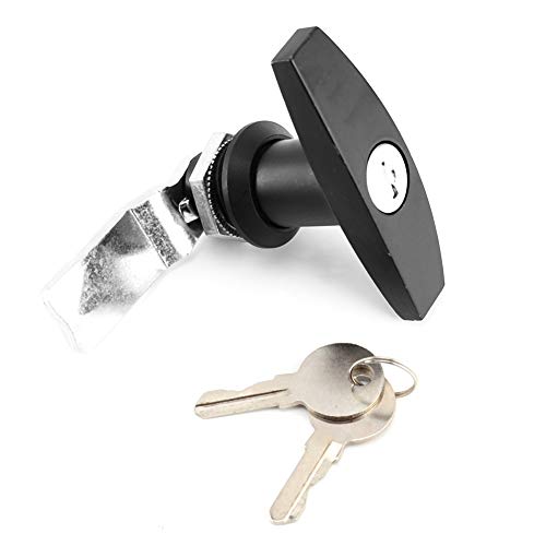 Hlyjoon Schloss Kit - T-Griff Schloss für Schuppen- oder Gartenhaustür, Metall, Schwarz, 2 Schlüssel, Caravan-Trailer-Canopy-Lock-Kit von Hlyjoon
