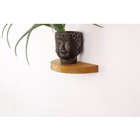Schwebendes Kleines Halbrundes Regal, Wandpflanzenhalter, Blumenampel Eichenholzregal Wandregal von HlzLaden