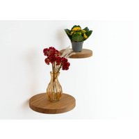 Schwebendes Rundes Regal, Wandpflanzenhalter, Blumenampel Eichenholzregal von HlzLaden