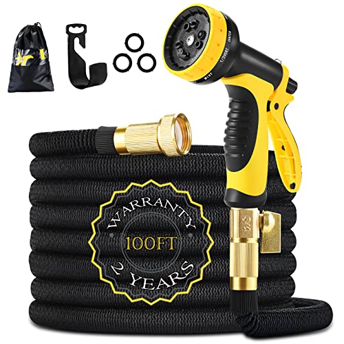 Flexibler Gartenschlauch 30m 100ft HmiL-U Stärkster Doppel-Latex-Schlauch Magischer Wasserschlauch Dehnbar mit 9 Multifunktionsdüse + Bonus-Adapter (Eingefahrene Länge 33ft) 【2 Jahre Garantie 】(100ft) von HmiL-U