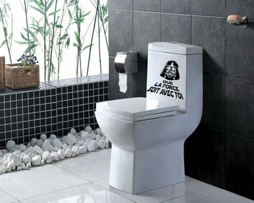 Star Wars Darth Vader Toiletten-Sticker "QUE LA FORCE SOIT AVEC TOI" - Humorvolles Badezimmer-Accessoire mit Originalfilm-Design (19x20 cm, 2er-Set) von Hmkaufen