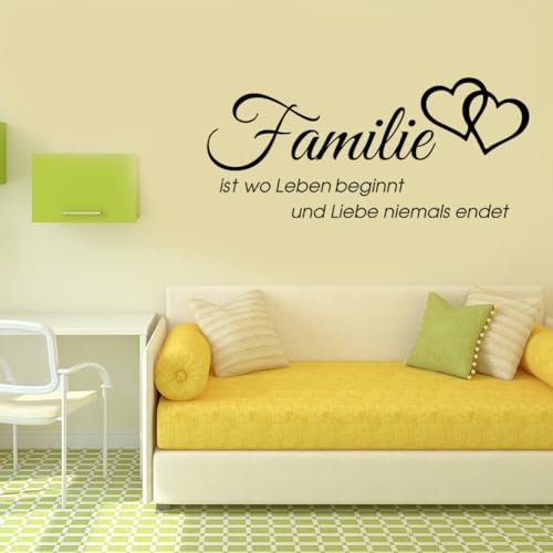 "Familie ist wo Leben beginnt" Wandtattoo - Herz-Deko für Zuhause | Liebevolles Familien-Wanddekor mit Schriftzug "Liebe niemals endet" (29x66cm) "Familie ist wo Leben beginnt" Wandtattoo - Herz-Deko für Zuhause | Liebevolles Familien-Wanddekor mit Schriftzug "Liebe niemals endet" (29x66cm) von Hmkaufen