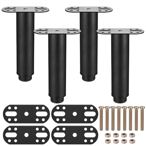 4 Stück Bettfüße Metall, Höhenverstellbare Bettbeine, Stützen Höhenverstellbar, Einziehbar Lattenstützbein für Möbelfüße Schrank Sofa Lattenroste Bettgestell Bettstützbeine Möbelstützfüße, 15-25cm von Hmkesoteric