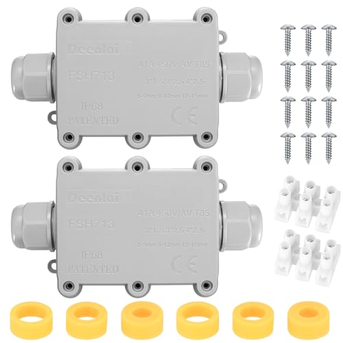 Abzweigdose Wasserdichte IP68, 2 STK Verteilerdose Außen Wasserdichte Abzweigdose, Klemmdose Verbindungsdose, Kabelverbinder für Garten Aussen Erdkabel Ø 5mm -15mm (2 Wege Grau) von Hmkesoteric