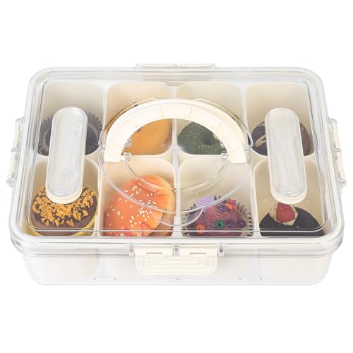 Snackbox mit Fächern, Snackteller mit Fächern, Snackboxen mit 8 Fächer, Snackschale mit Deckel & Griff, Snack Box mit Fächerns, Snackbehälter für Süßigkeiten Obst Nüsse Desserts Picknick Dose von Hmkesoteric
