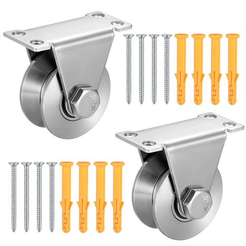 Umlenkrollen für Seile, 2 Stk V-Nut Rollenrad Umlenkrolle Hebekran Seilrolle Flaschenzüge, Seilrollen, Schwerlastrollen für Flaschenzugsystem, Rolltore, Invertierte, Wäscheleine, Tragfähigkeit 200 kg von Hmkesoteric