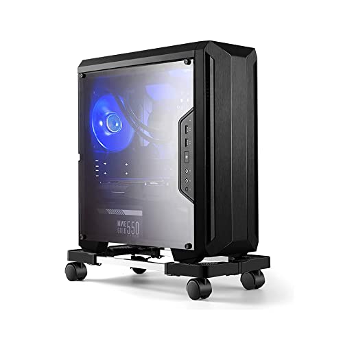Blissgo Mobiler CPU-Ständer, Verstellbarer Computer-Tower Desktop-Halter mit feststellbaren Lenkrollen, Schwarz von Hmseng