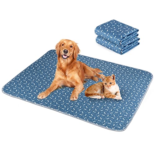 Waschbar Haustier-Urinunterlage, Hygieneunterlagen für Haustier, 90*80cm Wasserdichter Haustier Matte Epoxy Rutschfester Trainingseinlagen für Welpen für Hunde, Katzen, Meerschweinchen - Blau 2pc von Hmseng