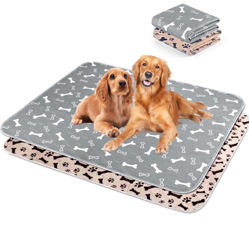 Waschbar Haustier-Urinunterlage, Hygieneunterlagen für Haustier,70*80cm Wasserdichter Haustier Matte Epoxy Rutschfester Trainingseinlagen für Welpen für Hunde, Katzen, Meerschweinchen-Grau Bronw von Hmseng