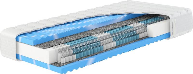 Taschenfederkernmatratze Premium-Taschenfederkern-Matratze XXL Gelstar T-1000, 25cm Komforthöhe, Hn8 Schlafsysteme, 25 cm hoch, (1-tlg), Körperunterstützung durch Geltouch Auflage, 90x200 cm & weitere Größen von Hn8 Schlafsysteme
