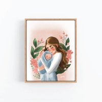 Kunstdruck, Mutter Und Kind, Florales Kinderzimmer Dekor von HnHDesignShop