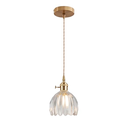 Hnexsei Pendelleuchte aus Glas für Kücheninsel, elegante Pendelleuchte mit An-/Ausschalter, perfekt für die Beleuchtung von Schlafzimmer oder Esszimmer (Transparent) von Hnexsei