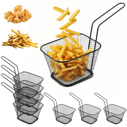 8 Stück Mini Frittierkörbe - Edelstahl Frittierkorb klein - Geeignet zum Servieren von Pommes Frites, Garnelen & Zwiebelringen Schwarz 8 Stück Mini Frittierkörbe - Edelstahl Frittierkorb klein - Geeignet zum Servieren von Pommes Frites, Garnelen & Zwiebelringen Schwarz von Hnjindong
