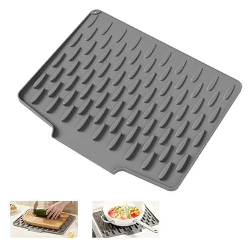Hnjindong Dish Drying Mat, Abtropfmatte Geschirr, Abtropfmatte Spüle Silikon, Auslaufsicherer Arbeitsplattenschutz Aus Silikon, Hitzebeständige Und rutschfeste für Küchenarbeitsplatten(40 * 32.5cm) Hnjindong Dish Drying Mat, Abtropfmatte Geschirr, Abtropfmatte Spüle Silikon, Auslaufsicherer Arbeitsplattenschutz Aus Silikon, Hitzebeständige Und rutschfeste für Küchenarbeitsplatten(40 * 32.5cm) von Hnjindong
