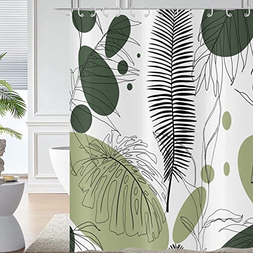 Hnmdmyi Duschvorhang Abstrakte Blätter 180x200, Grün Mid Century Boho Tropische Blatt Pflanzen Badewanne Vorhang Modern Minimalistisch Geometrisch Wasserdicht Polyester Stoff Waschbar Badevorhang Hnmdmyi Duschvorhang Abstrakte Blätter 180x200, Grün Mid Century Boho Tropische Blatt Pflanzen Badewanne Vorhang Modern Minimalistisch Geometrisch Wasserdicht Polyester Stoff Waschbar Badevorhang von Hnmdmyi