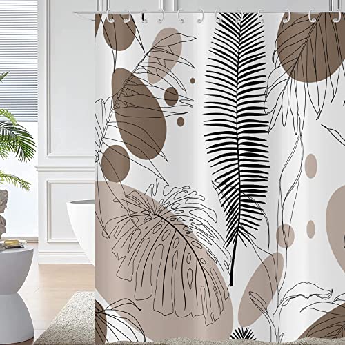 Hnmdmyi Duschvorhang Abstrakte Boho Blätter 180x200, Braun Mid Century Tropische Blatt Pflanze Badewanne Vorhang Modern Minimalistisch Geometrisch Wasserdicht Polyester Stoff Waschbar Badevorhang Hnmdmyi Duschvorhang Abstrakte Boho Blätter 180x200, Braun Mid Century Tropische Blatt Pflanze Badewanne Vorhang Modern Minimalistisch Geometrisch Wasserdicht Polyester Stoff Waschbar Badevorhang von Hnmdmyi
