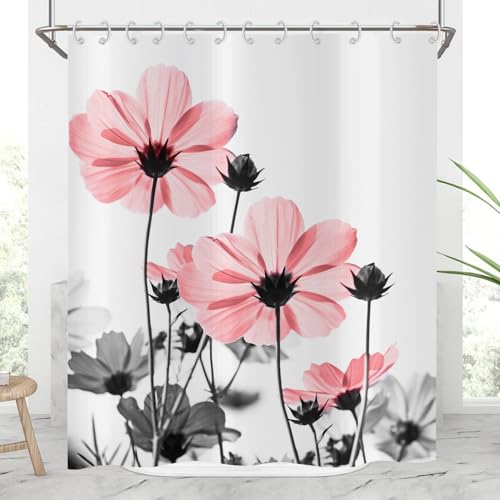 Hnmdmyi Duschvorhang Blumen 180x200, Rosa und Grau Gänseblümchen Blume Elegante Wildblume Design Bauernhof Badewanne Vorhang Wasserdicht Polyester Stoff Waschbar Badevorhang für Badezimmer mit Haken Hnmdmyi Duschvorhang Blumen 180x200, Rosa und Grau Gänseblümchen Blume Elegante Wildblume Design Bauernhof Badewanne Vorhang Wasserdicht Polyester Stoff Waschbar Badevorhang für Badezimmer mit Haken von Hnmdmyi
