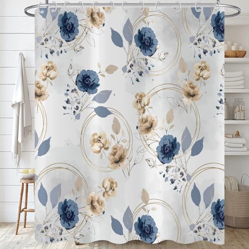 Hnmdmyi Duschvorhang Blumen 180x220, Blau Beige Aquarell Blume Blätter Duschvorhänge Modern Minimalistisch Dekorative Badewanne Vorhang Wasserdicht Polyester Stoff Waschbar Badevorhang mit Haken Hnmdmyi Duschvorhang Blumen 180x220, Blau Beige Aquarell Blume Blätter Duschvorhänge Modern Minimalistisch Dekorative Badewanne Vorhang Wasserdicht Polyester Stoff Waschbar Badevorhang mit Haken von Hnmdmyi