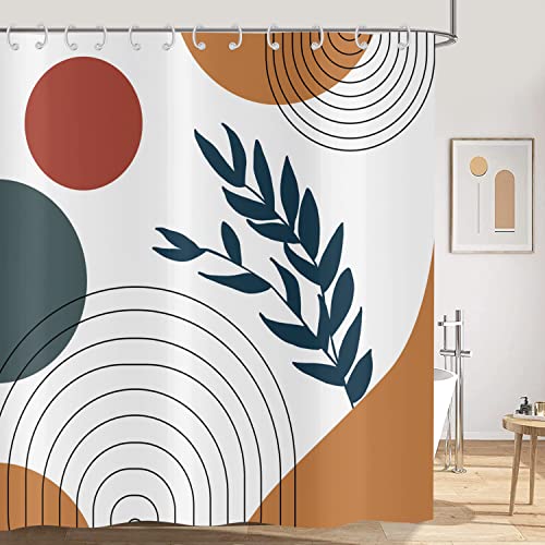 Hnmdmyi Duschvorhang Boho 165x180, Mid Century Abstrakt Bogen Sonne Blatt Weiß Badewanne Vorhang Modern Minimalistisch Geometrisch Ästhetisch Kunst Wasserdicht Polyester Stoff Waschbar Badevorhang Hnmdmyi Duschvorhang Boho 165x180, Mid Century Abstrakt Bogen Sonne Blatt Weiß Badewanne Vorhang Modern Minimalistisch Geometrisch Ästhetisch Kunst Wasserdicht Polyester Stoff Waschbar Badevorhang von Hnmdmyi