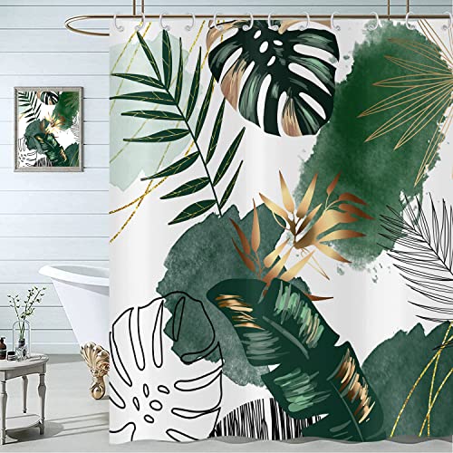 Hnmdmyi Duschvorhang Boho 240x180, Abstrakte Grüne Tropische Blätter Badewanne Vorhang Mid Century Modern Geometrisch Minimalistisch Ästhetisch Kunst Wasserdicht Polyester Stoff Waschbar Badevorhang Hnmdmyi Duschvorhang Boho 240x180, Abstrakte Grüne Tropische Blätter Badewanne Vorhang Mid Century Modern Geometrisch Minimalistisch Ästhetisch Kunst Wasserdicht Polyester Stoff Waschbar Badevorhang von Hnmdmyi