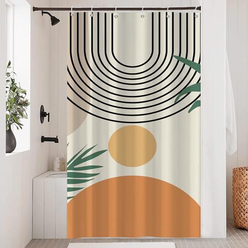 Hnmdmyi Duschvorhang Boho 90x180, Mid Century Abstrakt Blatt Bogen Sonne Beige Duschvorhänge Modern Minimalistisch Ästhetisch Kunst Badewanne Vorhang Wasserdicht Polyester Stoff Waschbar Badevorhang Hnmdmyi Duschvorhang Boho 90x180, Mid Century Abstrakt Blatt Bogen Sonne Beige Duschvorhänge Modern Minimalistisch Ästhetisch Kunst Badewanne Vorhang Wasserdicht Polyester Stoff Waschbar Badevorhang von Hnmdmyi