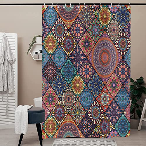 Hnmdmyi Duschvorhang Boho Blumen 180x200, Bohemian Buntes Mandala Blume Ethnisch Stammes Vintage Geometrisch Patchwork Ästhetische Kunst Badewanne Vorhang Wasserdicht Stoff Waschbar Badevorhang Hnmdmyi Duschvorhang Boho Blumen 180x200, Bohemian Buntes Mandala Blume Ethnisch Stammes Vintage Geometrisch Patchwork Ästhetische Kunst Badewanne Vorhang Wasserdicht Stoff Waschbar Badevorhang von Hnmdmyi