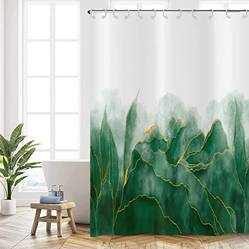 Hnmdmyi Duschvorhang Grün 180x240, Marmor Duschvorhänge Abstrakte Goldene Linien Aquarell Pflanze Botanisch Moderne Badewanne Vorhang Wasserdicht Polyester Stoff Waschbar Badevorhang mit Haken Hnmdmyi Duschvorhang Grün 180x240, Marmor Duschvorhänge Abstrakte Goldene Linien Aquarell Pflanze Botanisch Moderne Badewanne Vorhang Wasserdicht Polyester Stoff Waschbar Badevorhang mit Haken von Hnmdmyi