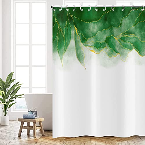 Hnmdmyi Duschvorhang Grün 180x240, Marmor Duschvorhänge Abstrakte Goldene Linien Aquarell Pflanze Botanisch Moderne Badewanne Vorhang Wasserdicht Polyester Stoff Waschbar Badevorhang mit Haken Hnmdmyi Duschvorhang Grün 180x240, Marmor Duschvorhänge Abstrakte Goldene Linien Aquarell Pflanze Botanisch Moderne Badewanne Vorhang Wasserdicht Polyester Stoff Waschbar Badevorhang mit Haken von Hnmdmyi