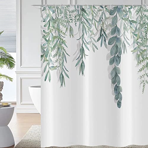 Hnmdmyi Duschvorhang Grüne Blätter 180x200, Eukalyptus Blatt Duschvorhänge Aquarell Pflanze Botanisch Natur Badewanne Vorhang Wasserdicht Polyester Stoff Waschbar Badevorhang für Badezimmer mit Haken Hnmdmyi Duschvorhang Grüne Blätter 180x200, Eukalyptus Blatt Duschvorhänge Aquarell Pflanze Botanisch Natur Badewanne Vorhang Wasserdicht Polyester Stoff Waschbar Badevorhang für Badezimmer mit Haken von Hnmdmyi