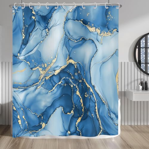 Hnmdmyi Duschvorhang Marmor 180x200, Blau Gold Abstrakt Marmor Badewanne Vorhang Luxus Moderne Ästhetische Kunst Tinte Textur Wasserdicht Polyester Stoff Waschbar Badevorhang mit Haken Hnmdmyi Duschvorhang Marmor 180x200, Blau Gold Abstrakt Marmor Badewanne Vorhang Luxus Moderne Ästhetische Kunst Tinte Textur Wasserdicht Polyester Stoff Waschbar Badevorhang mit Haken von Hnmdmyi