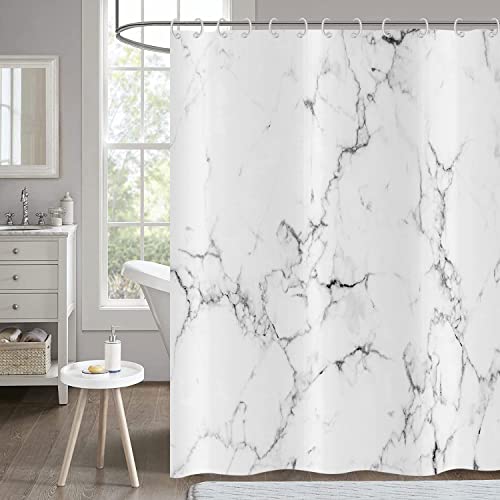 Hnmdmyi Duschvorhang Marmor 180x240, Grau und Weiß Duschvorhänge Schick 3D Riss Design Abstrakt Modern Luxus Kunst Badewanne Vorhang Wasserdicht Polyester Stoff Waschbar Badevorhang mit Haken von Hnmdmyi