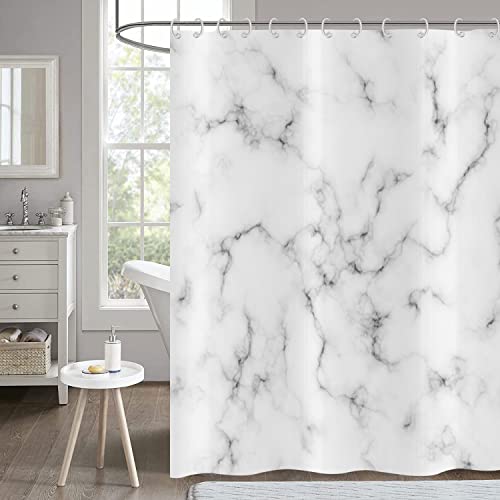 Hnmdmyi Duschvorhang Marmor Optik 180x200, Grau und Weiß Duschvorhänge Chic 3D Riss Design Abstrakt Modern Luxus Kunst Badewanne Vorhang Wasserdicht Polyester Stoff Waschbar Badevorhang mit Haken von Hnmdmyi