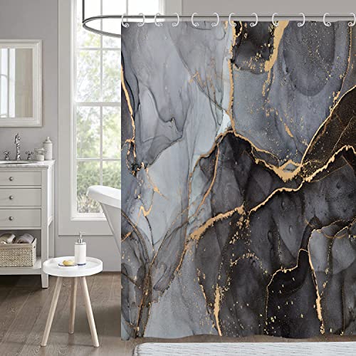 Hnmdmyi Duschvorhang Marmor Optik 180x200, Schwarz und Grau Glitzer Duschvorhänge Gold Riss Abstrakt Modern Luxus Kunst Dekorative Badewanne Vorhang Wasserdicht Stoff Waschbar Badevorhang mit Haken Hnmdmyi Duschvorhang Marmor Optik 180x200, Schwarz und Grau Glitzer Duschvorhänge Gold Riss Abstrakt Modern Luxus Kunst Dekorative Badewanne Vorhang Wasserdicht Stoff Waschbar Badevorhang mit Haken von Hnmdmyi