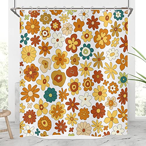 Hnmdmyi Duschvorhang Retro Boho Blumen 90x180, Funky Vintage 70s Gelb Orange Blumen Badewanne Vorhang Geometrisch Hippie Abstrakt Wasserdicht Polyester Stoff Waschbar Badevorhang mit Haken Hnmdmyi Duschvorhang Retro Boho Blumen 90x180, Funky Vintage 70s Gelb Orange Blumen Badewanne Vorhang Geometrisch Hippie Abstrakt Wasserdicht Polyester Stoff Waschbar Badevorhang mit Haken von Hnmdmyi