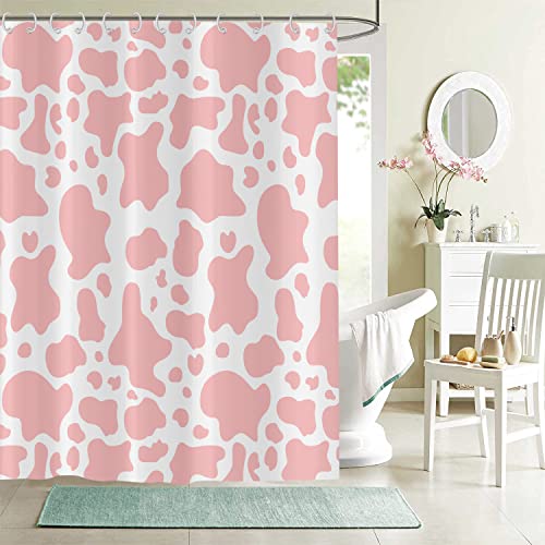 Hnmdmyi Duschvorhang Rosa 180x200, Niedlicher Leopard Duschvorhänge Mädchen Frauen Modern Einfach Abstrakt Ästhetisch Minimalistisch Badewanne Vorhang Wasserdicht Polyester Stoff Waschbar Badevorhang von Hnmdmyi
