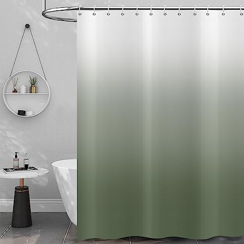 Hnmdmyi Duschvorhang Salbeigrün 180x180, Grün und Weiß Ombre Duschvorhänge Elegante Moderne Luxus Badewanne Vorhang Wasserdicht Polyester Stoff Waschbar Badevorhang für Badezimmer mit Haken von Hnmdmyi