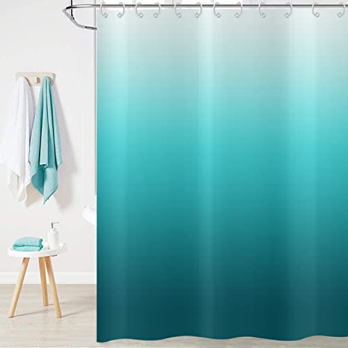Hnmdmyi Duschvorhang Türkis 180x180, Aqua Ocean Abstrakt Teal Blau Ombre Moderne Badewanne Vorhang Wasserdicht Polyester Stoff Waschbar Badevorhang für Badezimmer mit Haken von Hnmdmyi