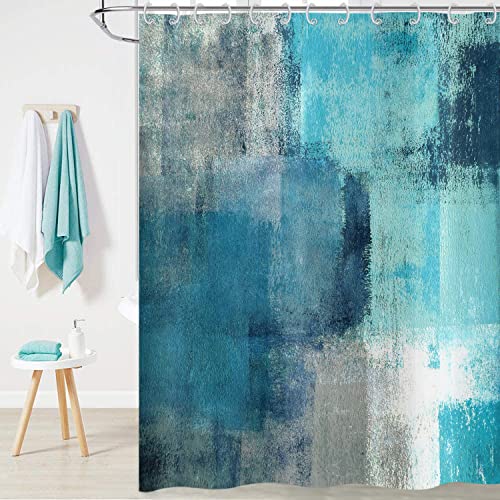 Hnmdmyi Duschvorhang Türkis 180x200, Abstraktes Teal Modernes Zeitgenössisches Kunstwerk Badewanne Vorhang Wasserdicht Polyester Stoff Waschbar Badevorhang für Badezimmer mit Haken Hnmdmyi Duschvorhang Türkis 180x200, Abstraktes Teal Modernes Zeitgenössisches Kunstwerk Badewanne Vorhang Wasserdicht Polyester Stoff Waschbar Badevorhang für Badezimmer mit Haken von Hnmdmyi